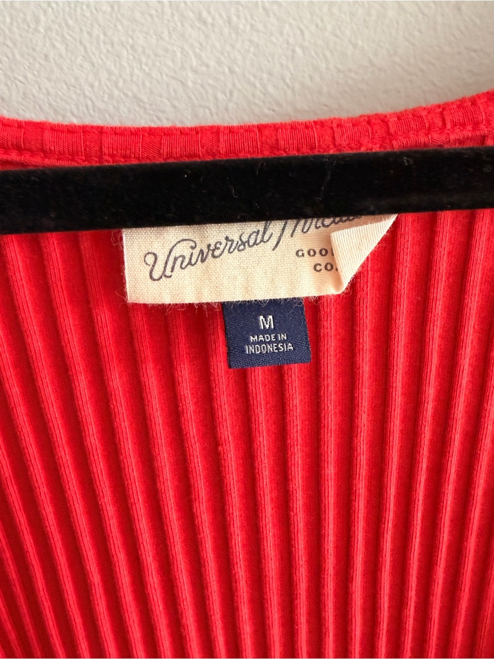 Universal Thread Bright Red Ribbed Wrap-Front Long Sleeve Top - Picture 2 of 2